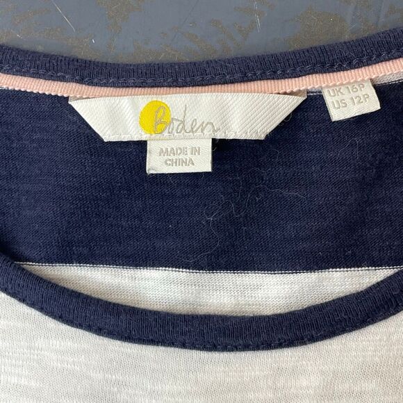Boden British Striped Cotton T-Shirt Midi Dress Blue Stripe Size 12P - Picture 5 of 12
